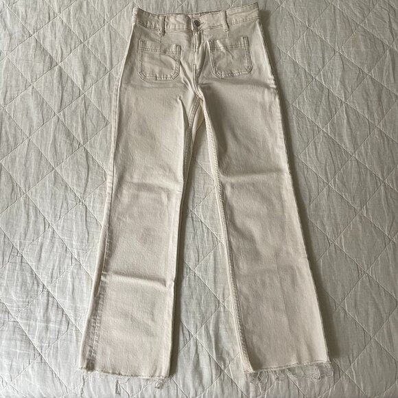 Mango Medium Rise Cropped Flare Jeans - Picture 1 of 3